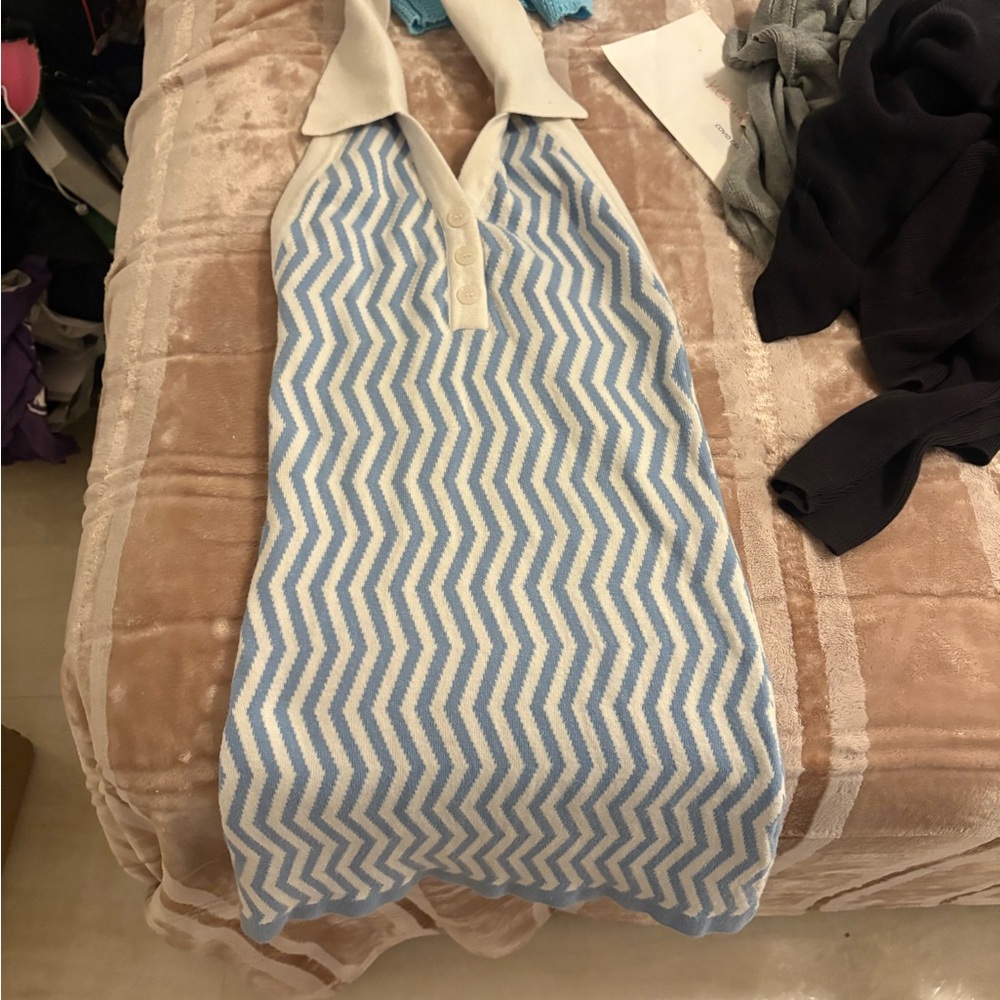 Blue and White Chevron Dress